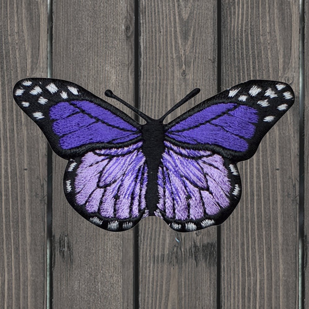 embroidered iron on sew on patch purple butterfly