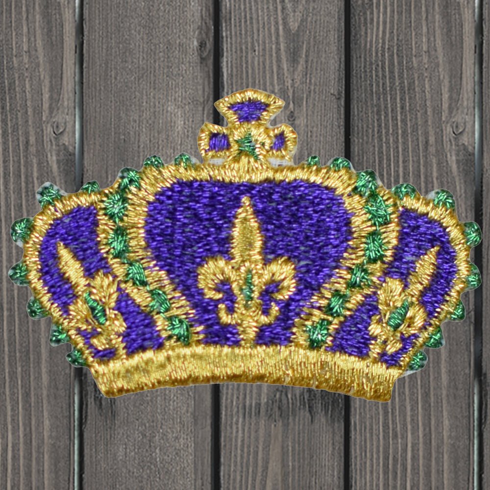 embroidered iron on sew on patch purple crown