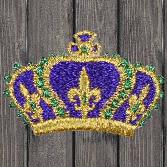 embroidered iron on sew on patch purple crown