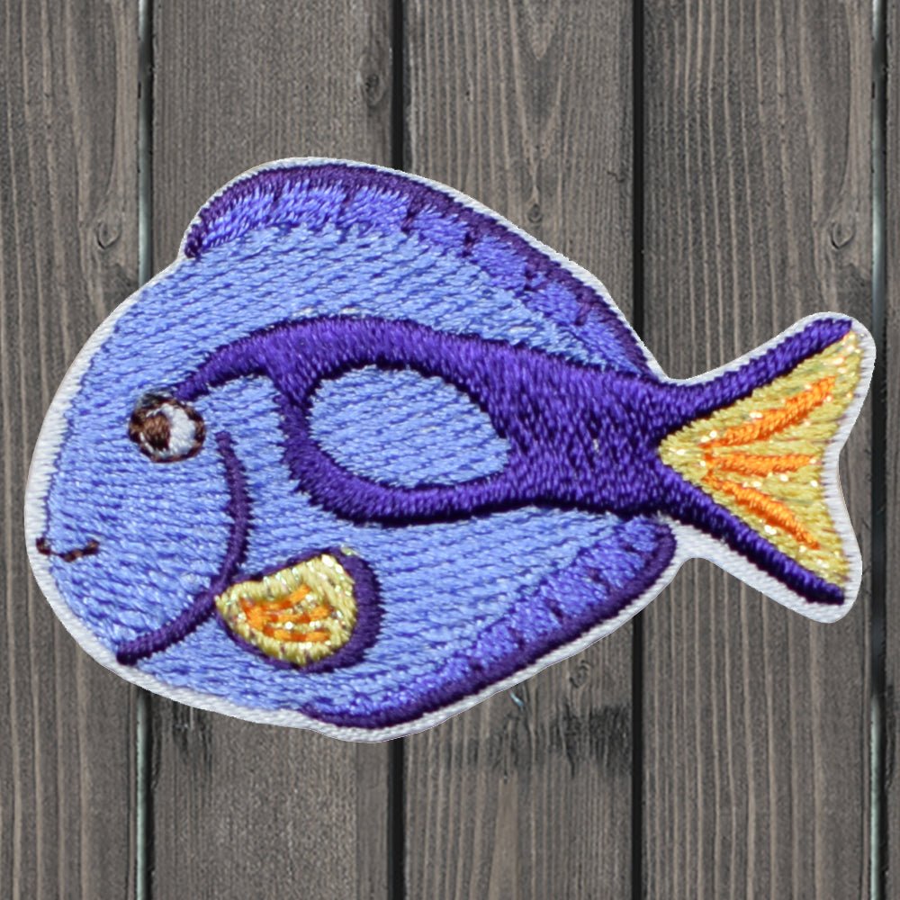 embroidered iron on sew on patch purple fish