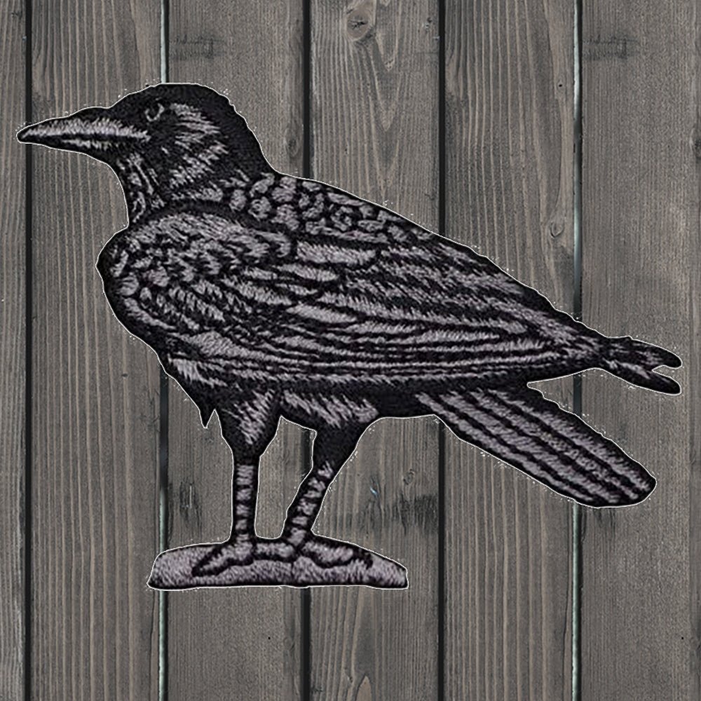 embroidered iron on sew on patch raven