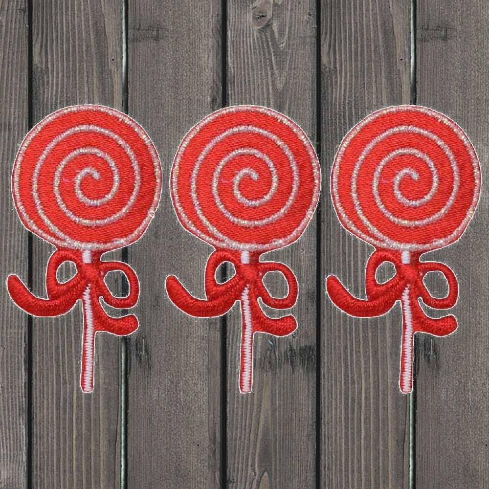 embroidered iron on sew on patch red and white lollipop