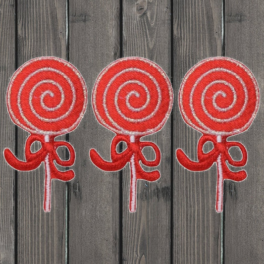 embroidered iron on sew on patch red and white lollipop