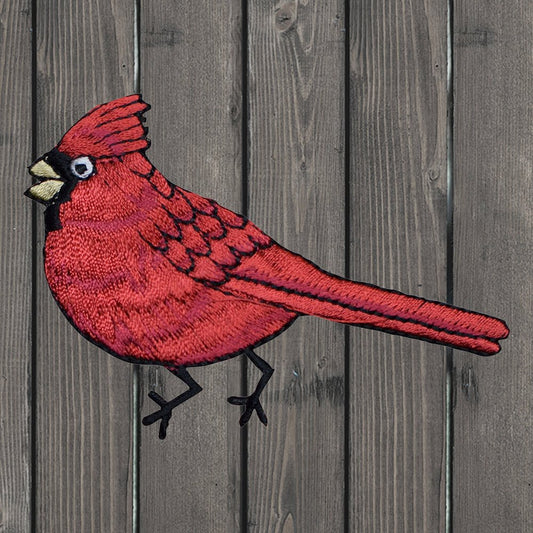 embroidered iron on sew on patch red cardinal