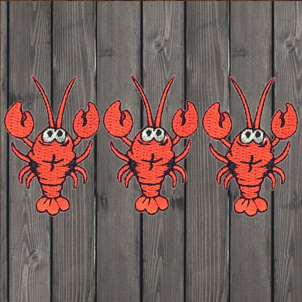 embroidered iron on sew on patch red crawfish