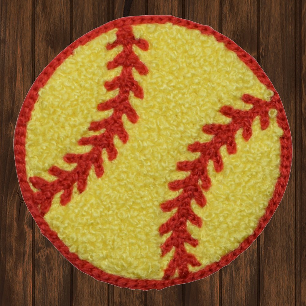 embroidered iron on sew on patch red yellow baseball