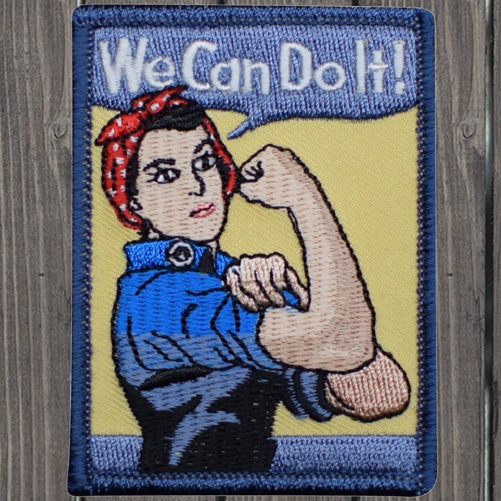 embroidered iron on sew on patch rosie riveter we can do it