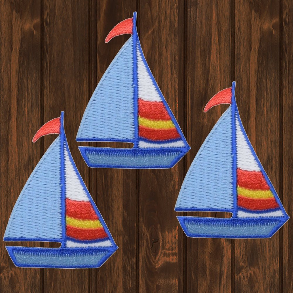 embroidered iron on sew on patch sailboat 2