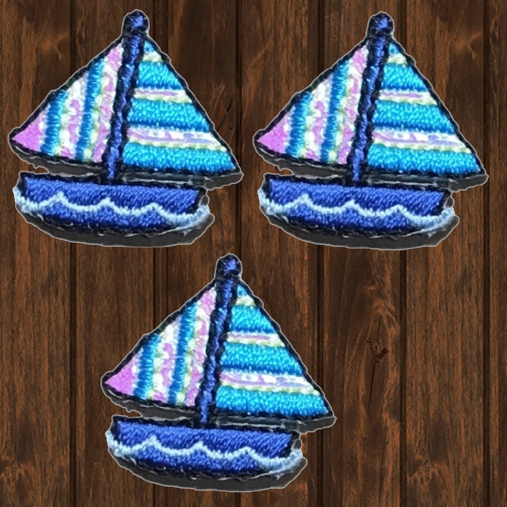 embroidered iron on sew on patch sailboats