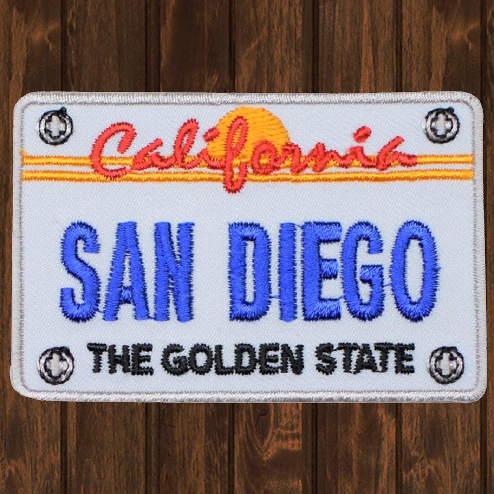 embroidered iron on sew on patch san diego license