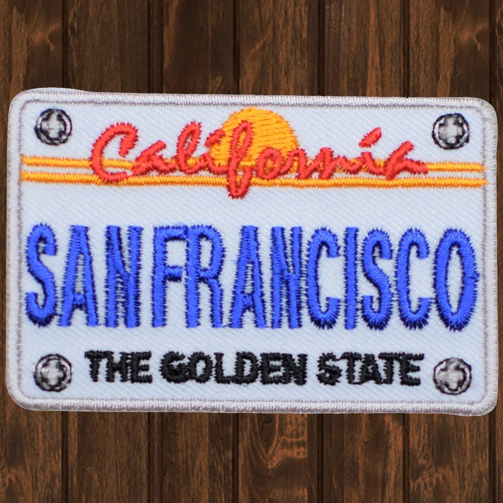 embroidered iron on sew on patch san francisco california license plate