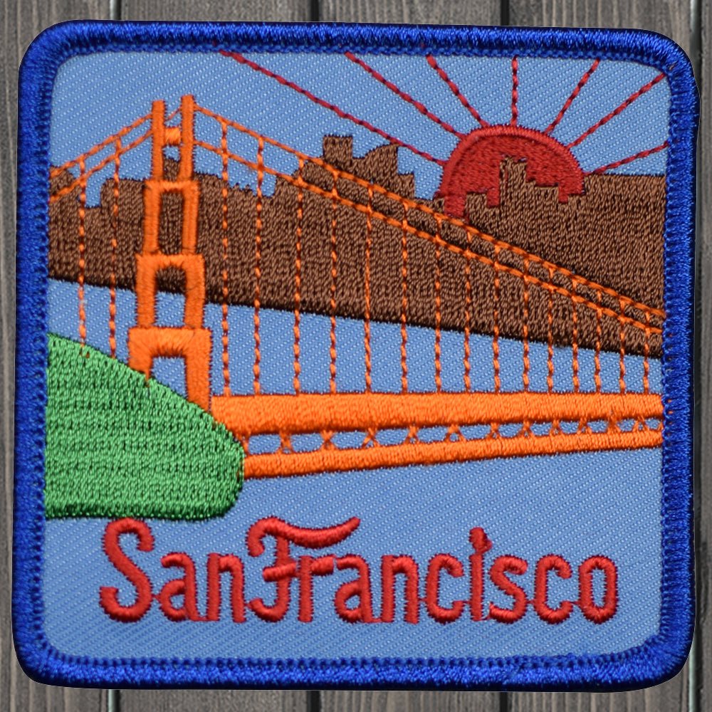 embroidered iron on sew on patch san francisco golden gate blue