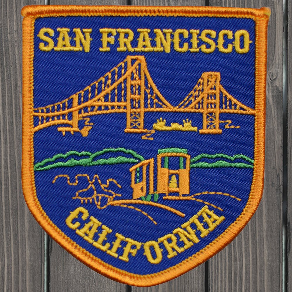 embroidered iron on sew on patch san francisco golden gate orange blue