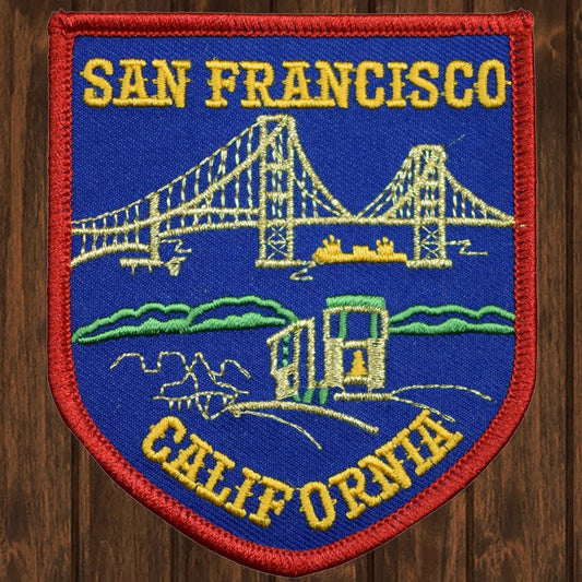 embroidered iron on sew on patch san francisco golden gate red border