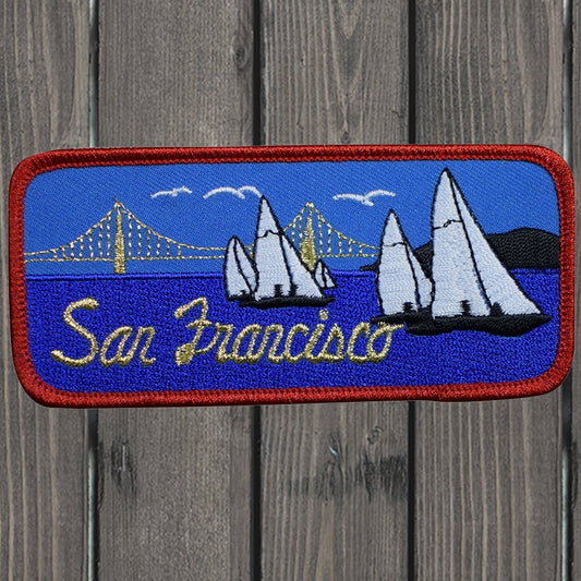 embroidered iron on sew on patch san francisco sailboad bridge