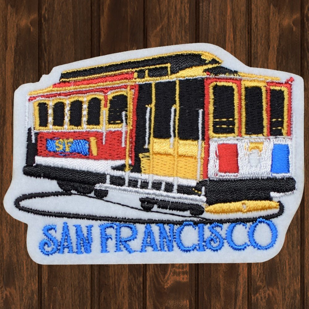 embroidered iron on sew on patch san francisco street trolly