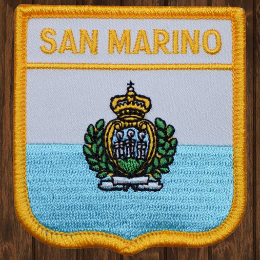 embroidered iron on sew on patch san marino shield