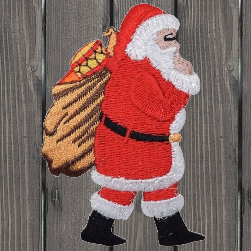 embroidered iron on sew on patch santa with bag