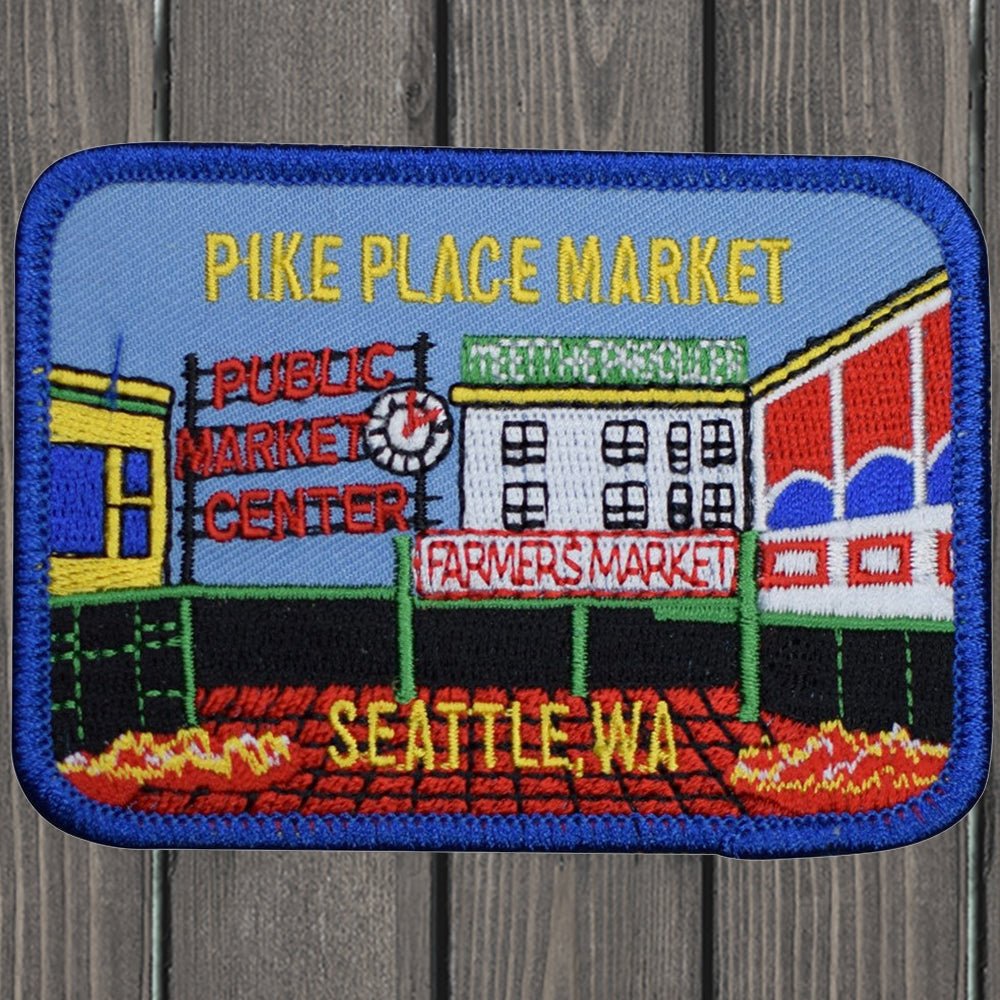 embroidered iron on sew on patch seattle pike place