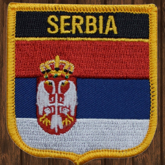 embroidered iron on sew on patch serbia shield