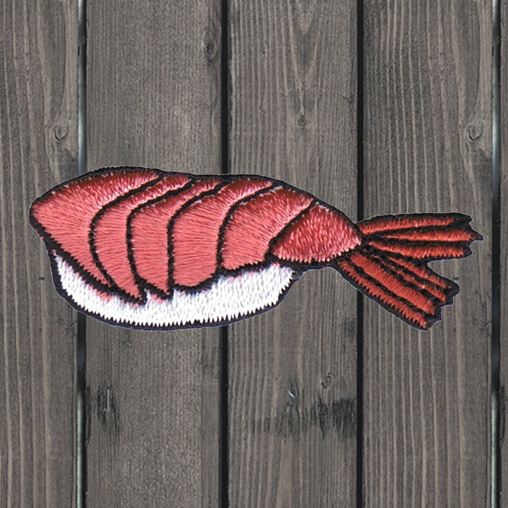 embroidered iron on sew on patch shelfish sushi