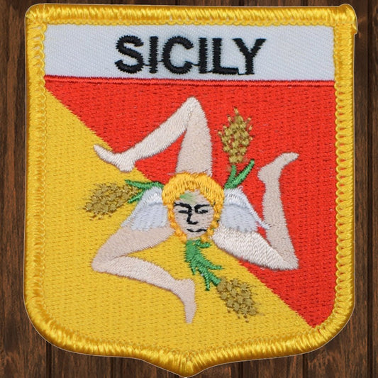 embroidered iron on sew on patch sicily shield