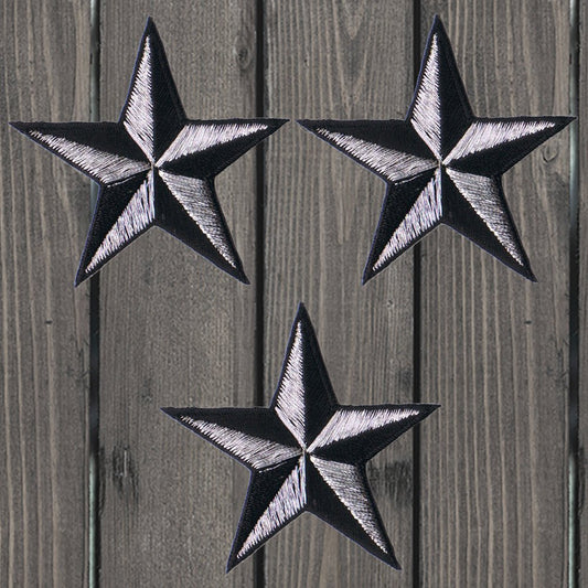 embroidered iron on sew on patch silver black Nautical stars