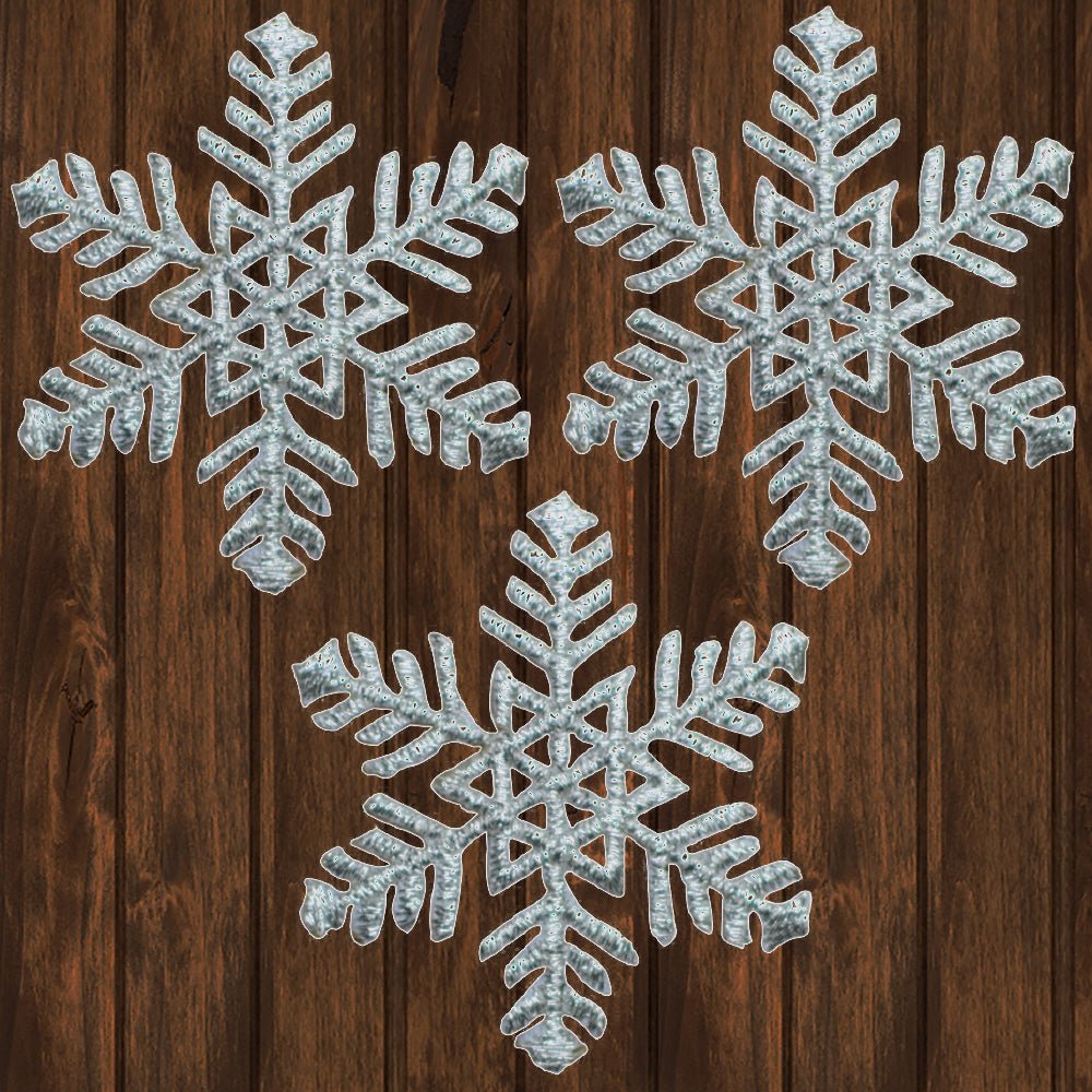 embroidered iron on sew on patch silver snowflake 4