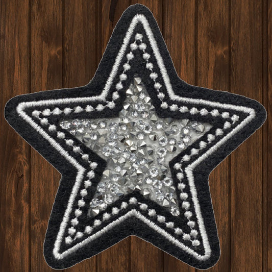 embroidered iron on sew on patch silver star 2