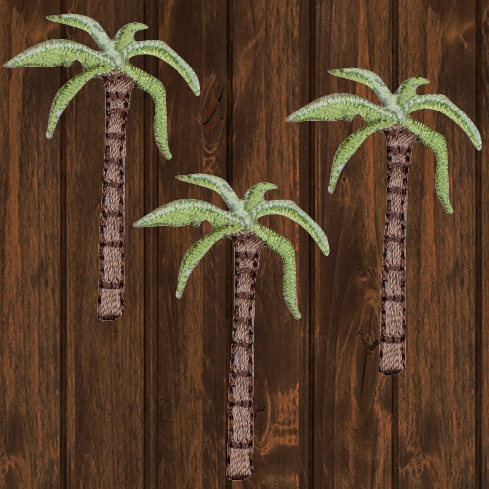 embroidered iron on sew on patch skinny palm tree 3 pack