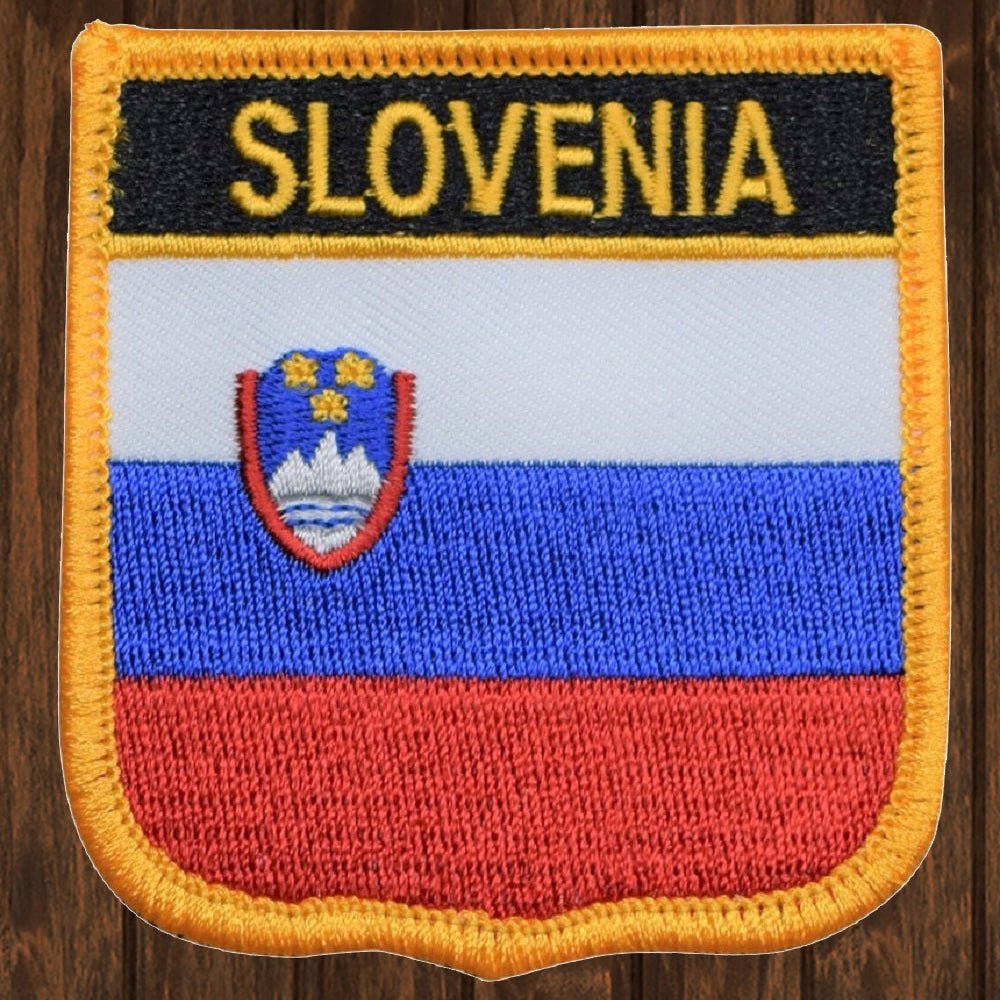 embroidered iron on sew on patch slovenia shield