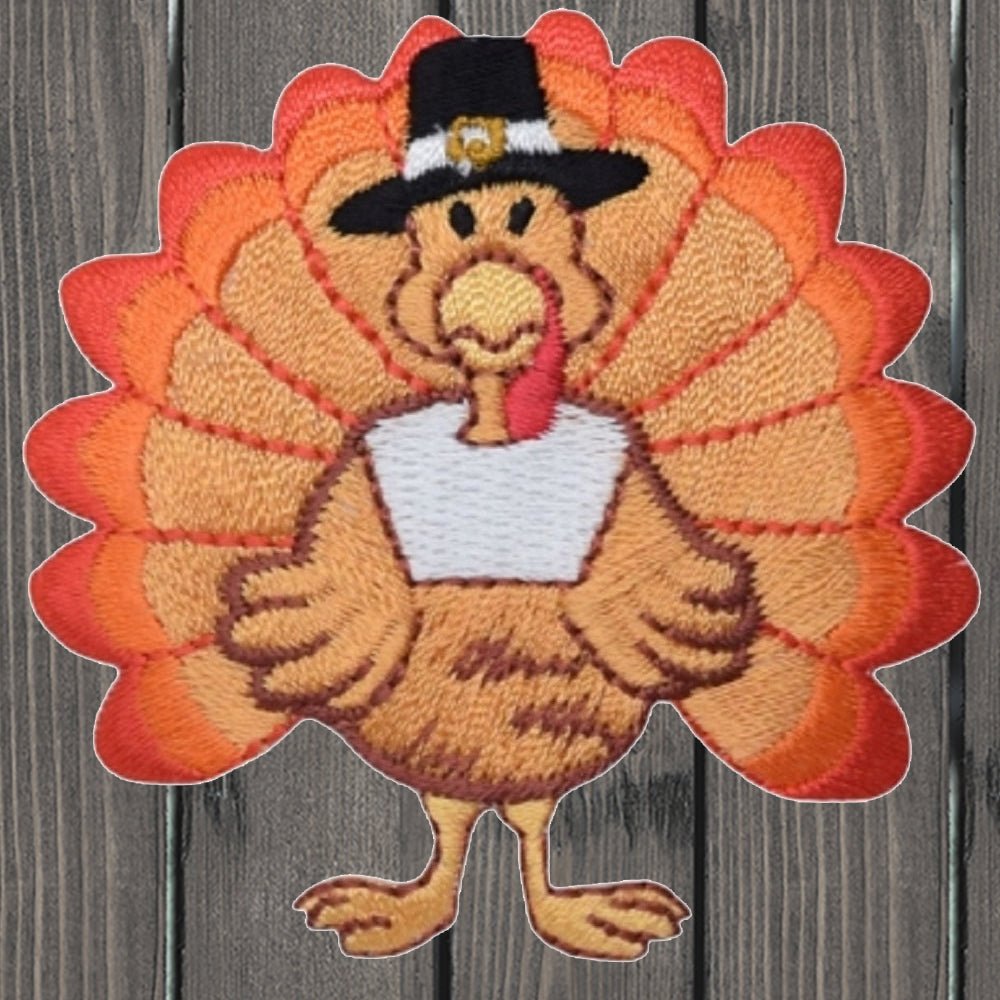 embroidered iron on sew on patch small thanksgiving turkey