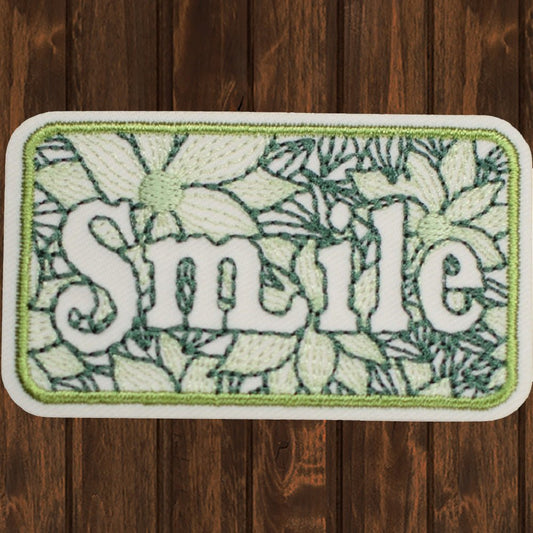 embroidered iron on sew on patch smile