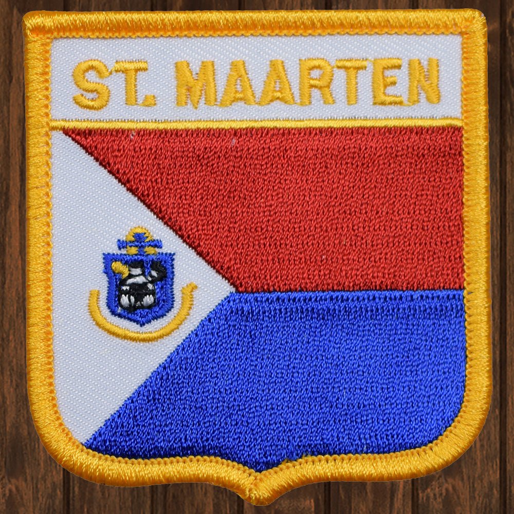 embroidered iron on sew on patch st maarten