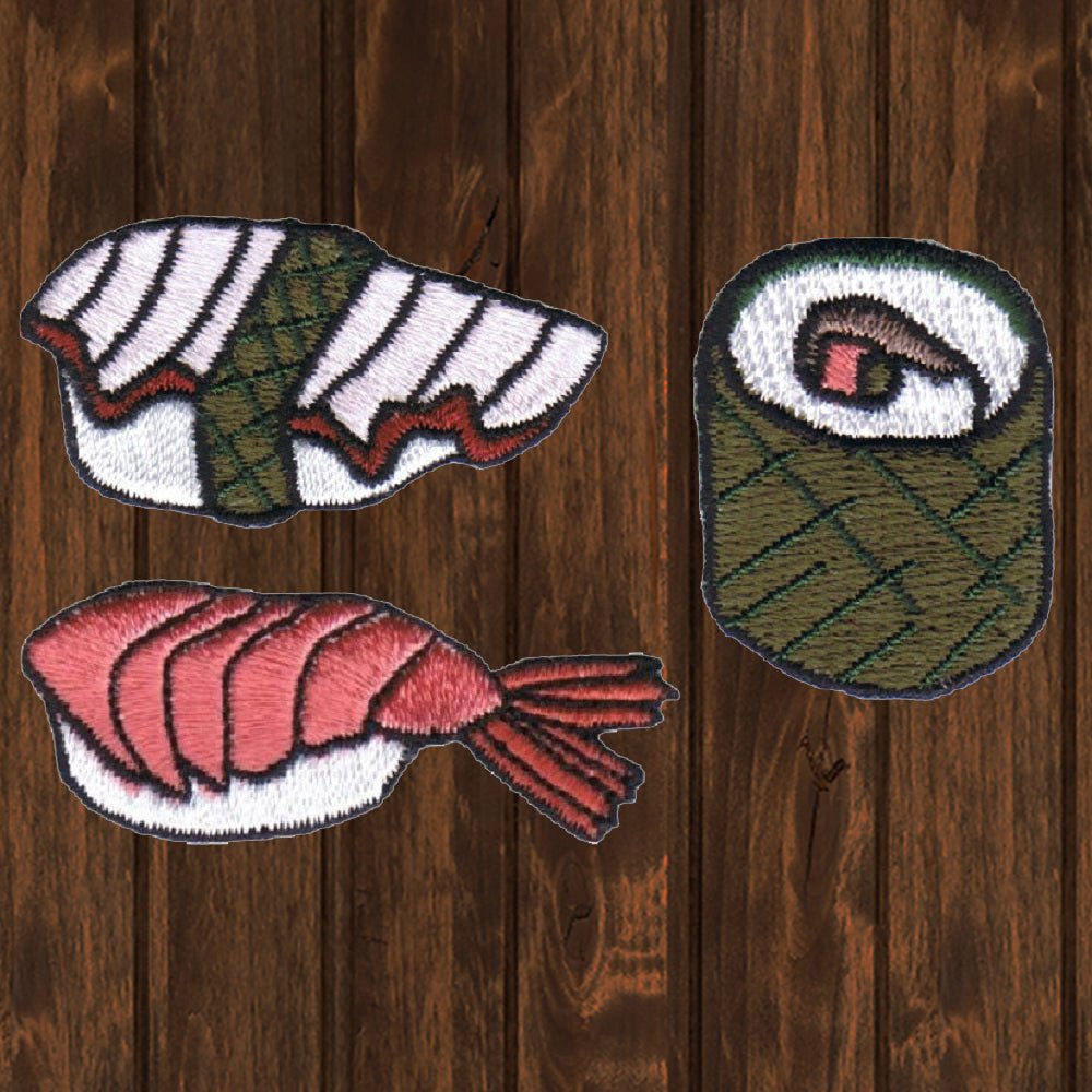 embroidered iron on sew on patch sushi