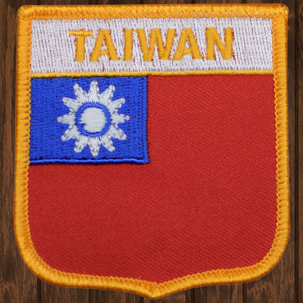 embroidered iron on sew on patch taiwan shield