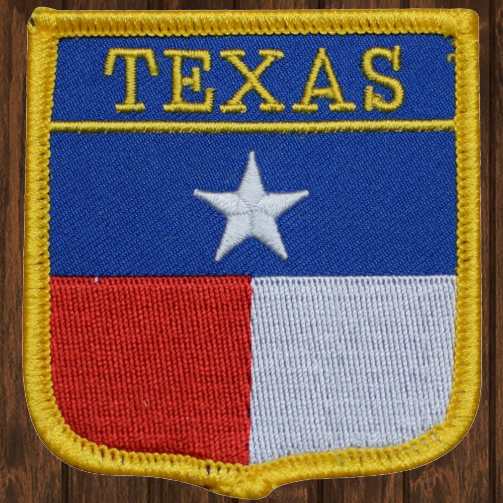 embroidered iron on sew on patch texas shield