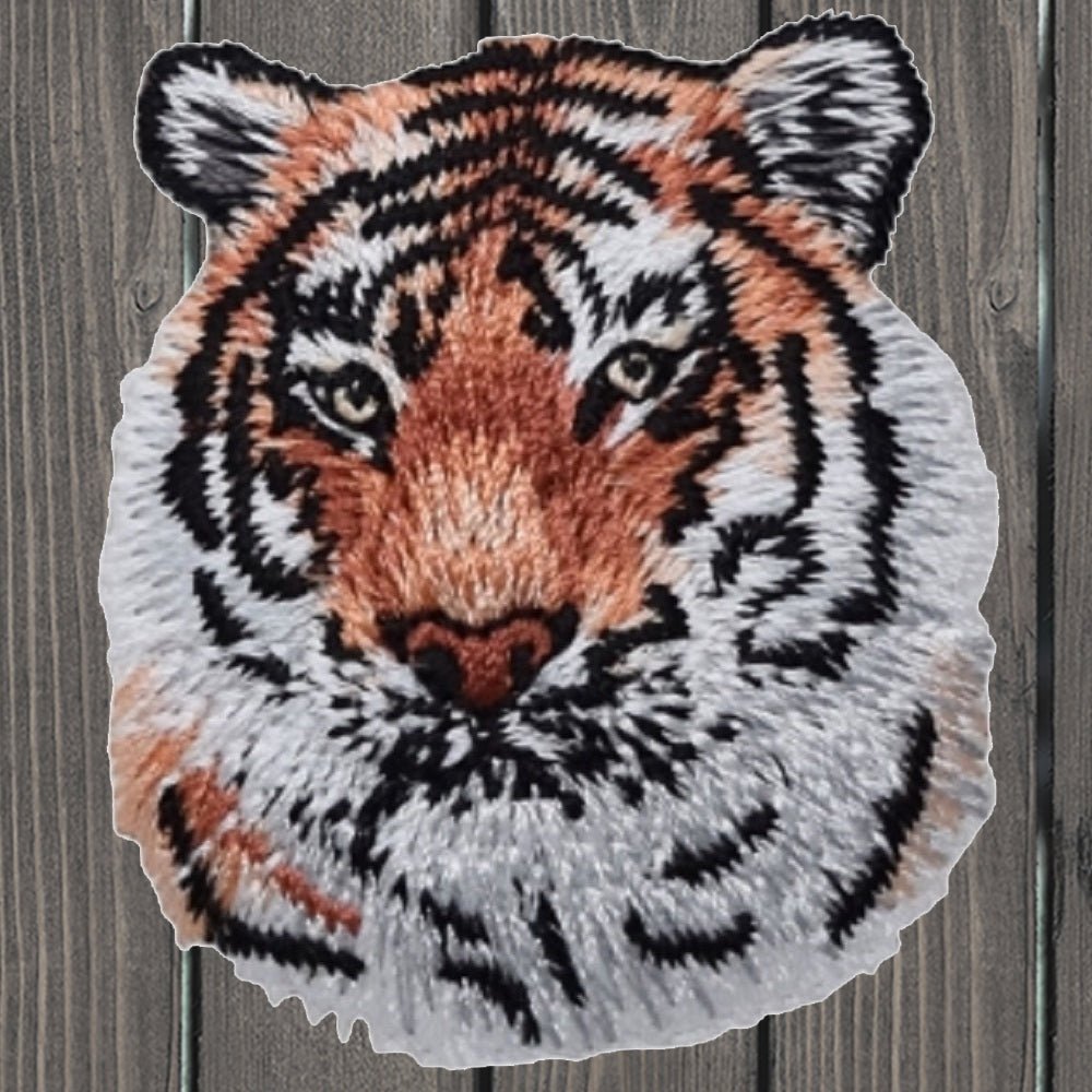 embroidered iron on sew on patch tiger head