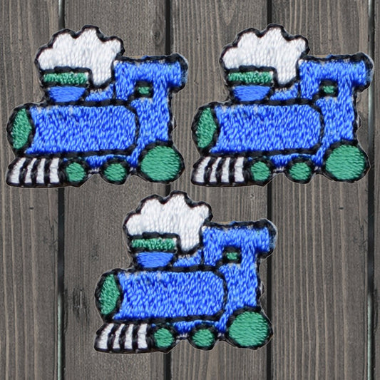 embroidered iron on sew on patch train 3 pack