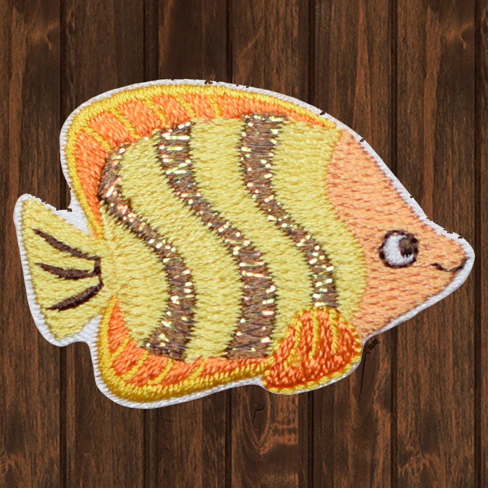 embroidered iron on sew on patch tropical fish tang yellow