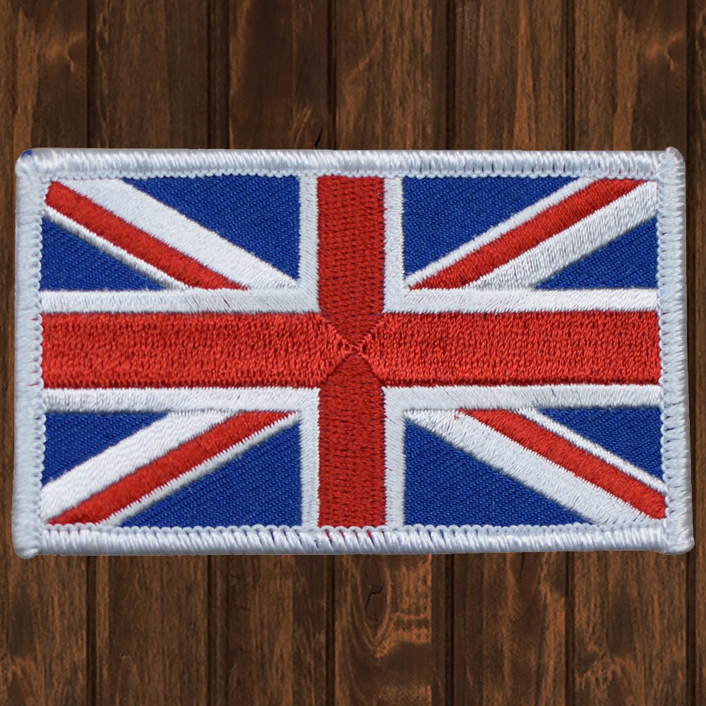 embroidered iron on sew on patch uk flag white