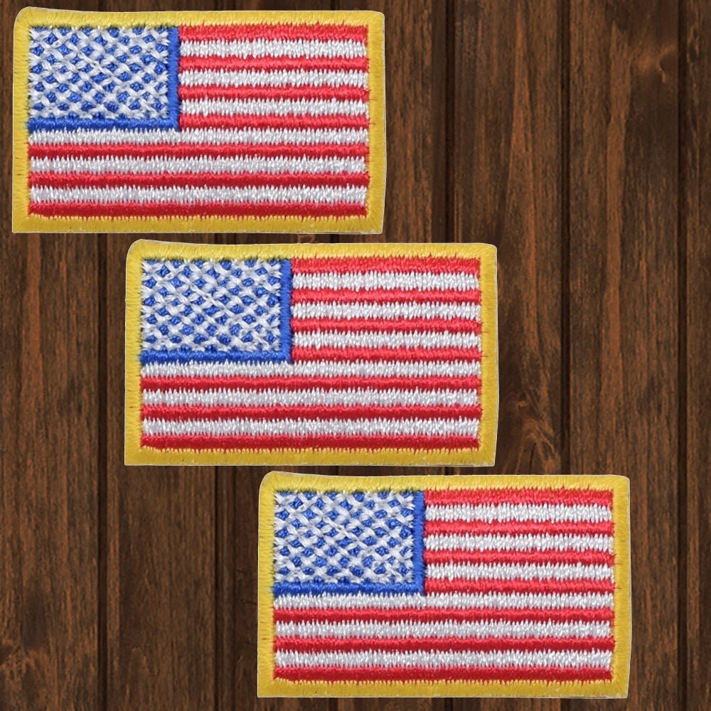 embroidered iron on sew on patch us flag yellow border