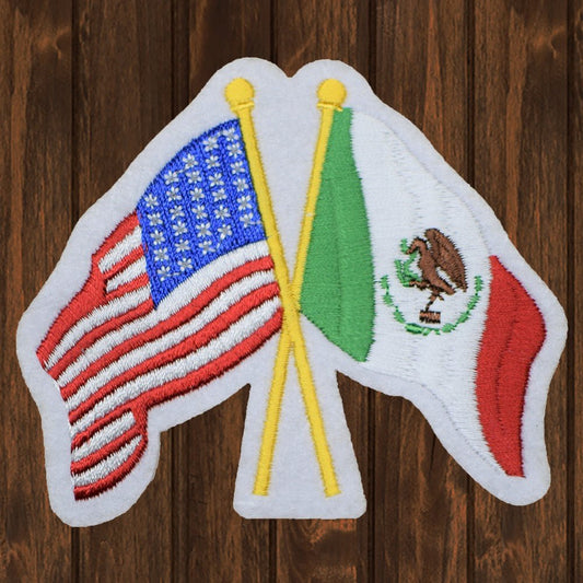 embroidered iron on sew on patch us mexico flag