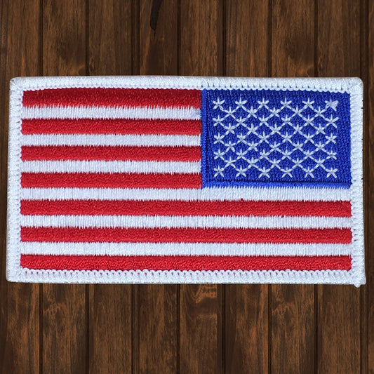 embroidered iron on sew on patch usa flag reverse