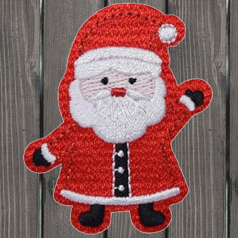 embroidered iron on sew on patch waving santa