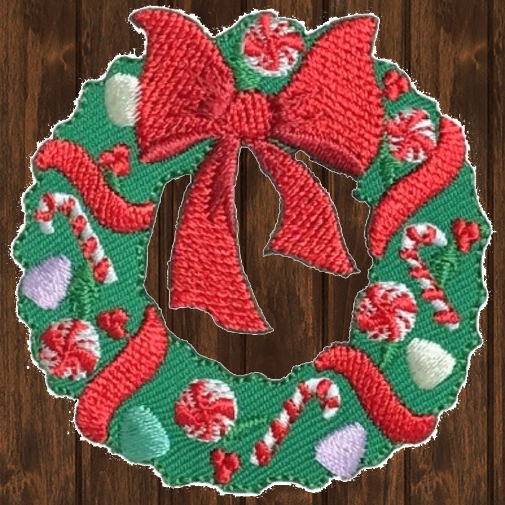 embroidered iron on sew on patch wreath White