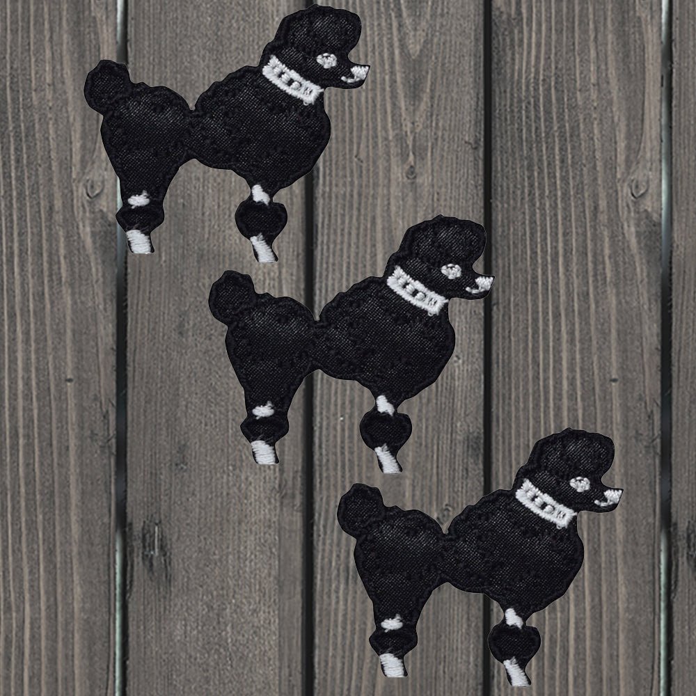 embroidered iron on sew on patch xs black poodle right