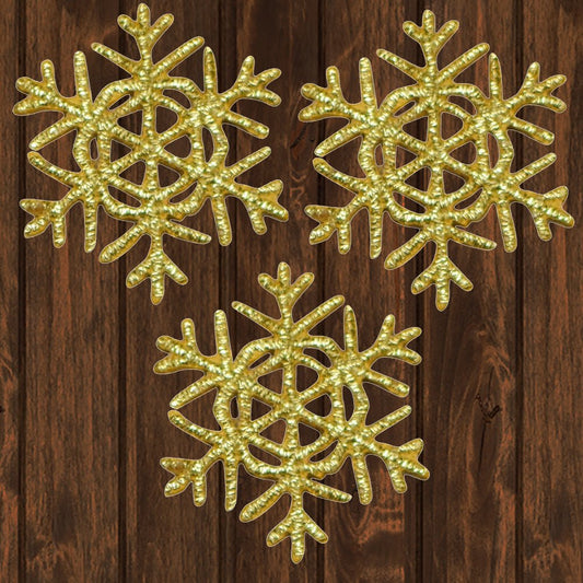 embroidered iron on sew on patch yellow gold snowflake