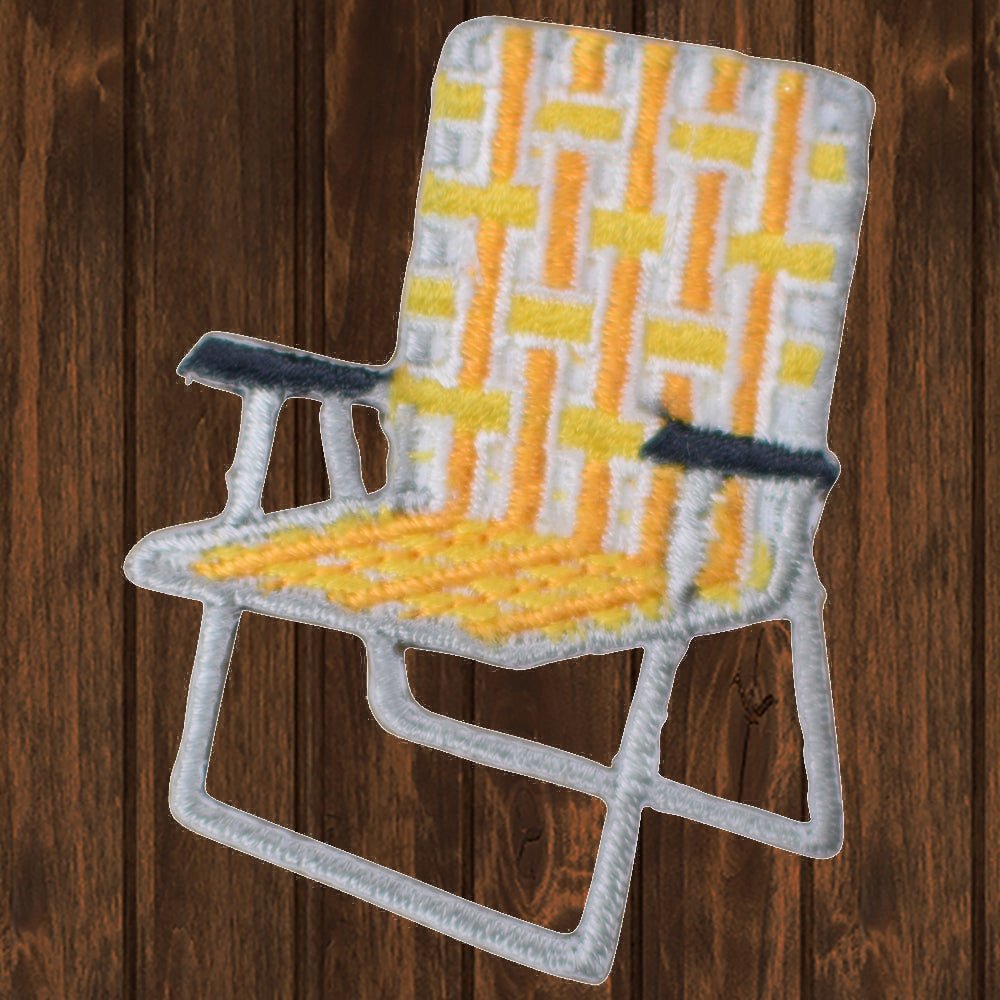 embroidered iron on sew on patch yellow lawn chair