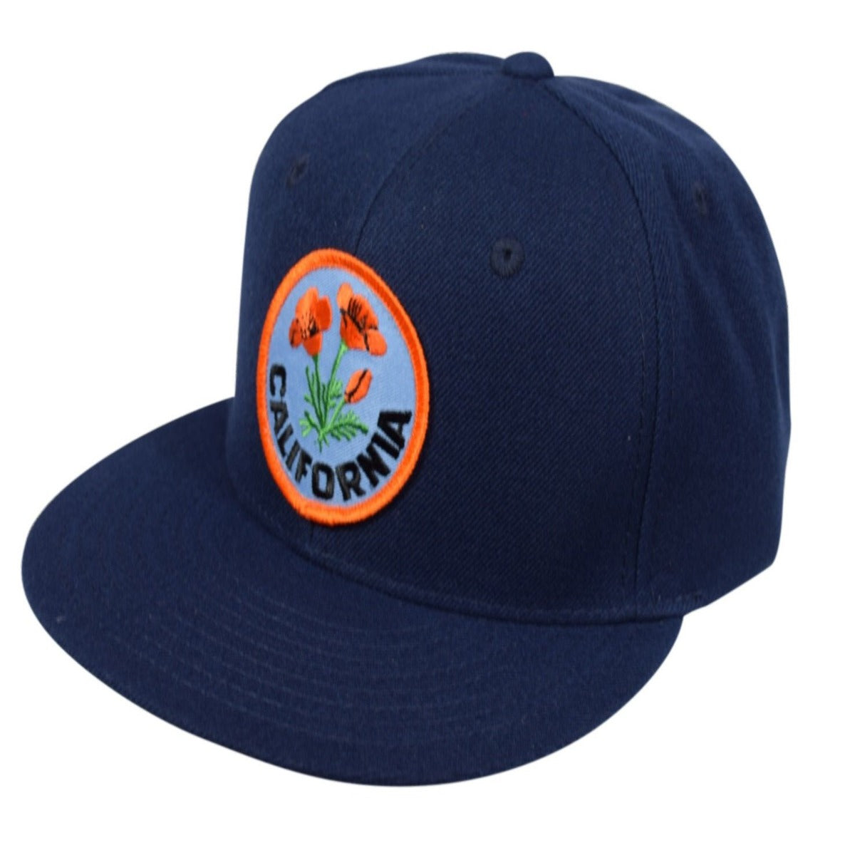 California Poppy Snapback Hat by LET'S BE IRIE - Navy Blue - Let's Be Irie™